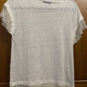 Zara Cream Lace Trim Women's Tee